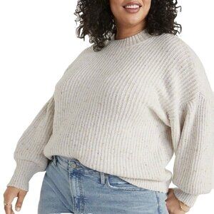 Old Navy Shaker Stitch Sweater Plus Size 4X Mock Neck Speckled Cream Balloon